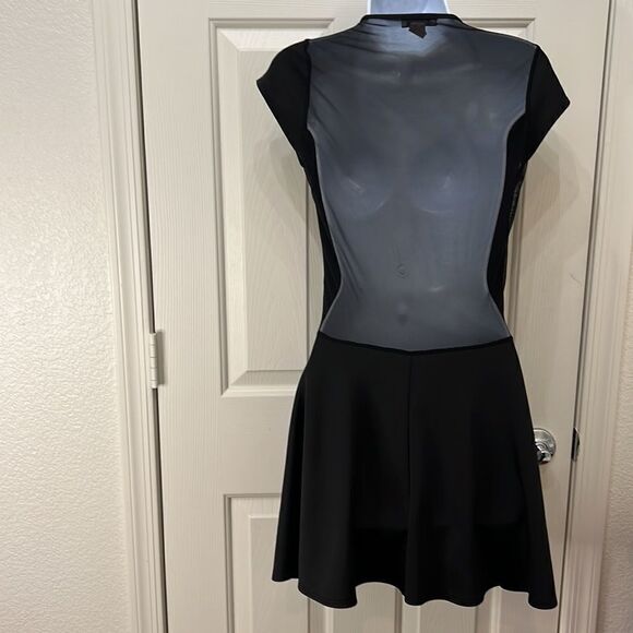 Urbana Size Large Black Mesh Front And Back Skater Skirt Dress - Picture 5 of 8